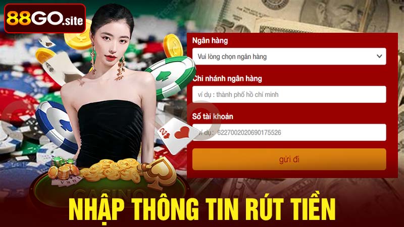 Nhập thông tin rút tiền